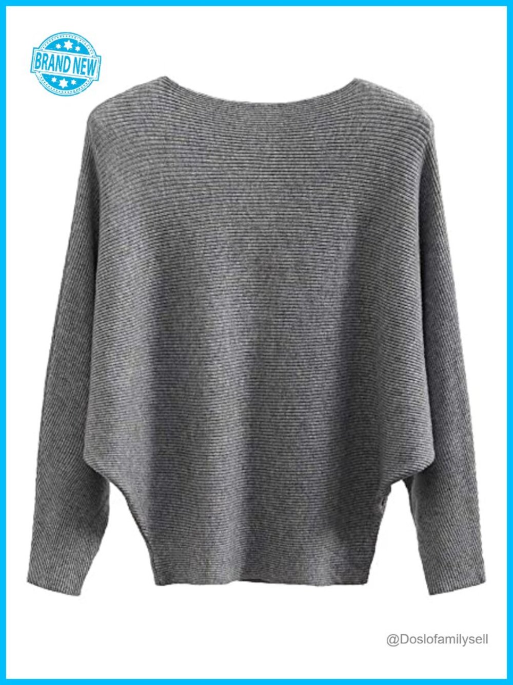 Boat Neck Batwing Sleeve Knit Pullover Sweater Off Shoulder Top